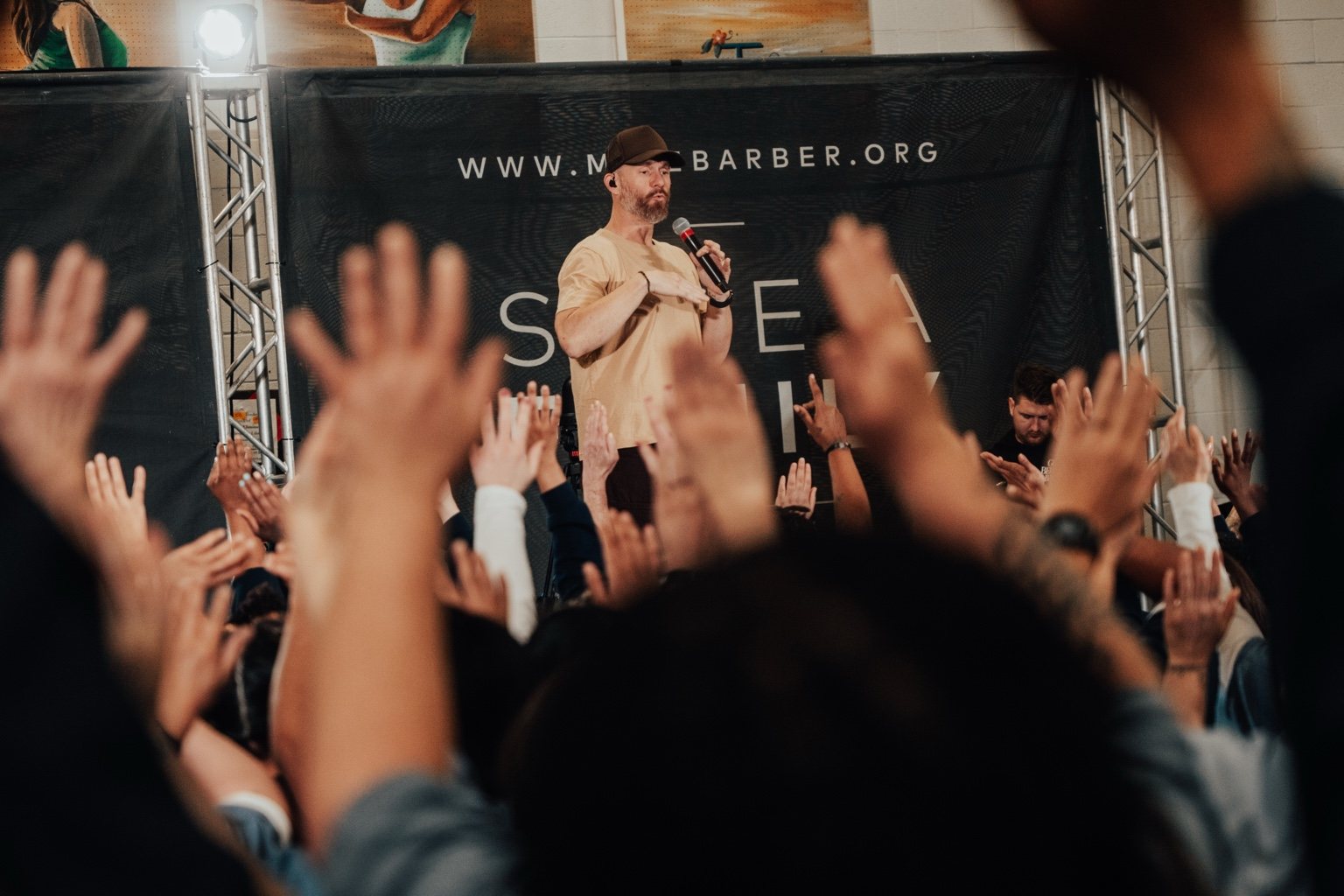 Congregation responding during a worship service