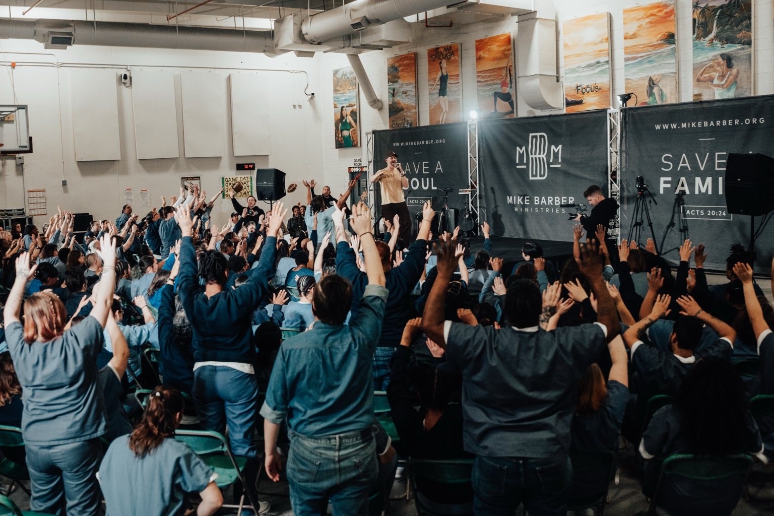 A large group gathered for worship