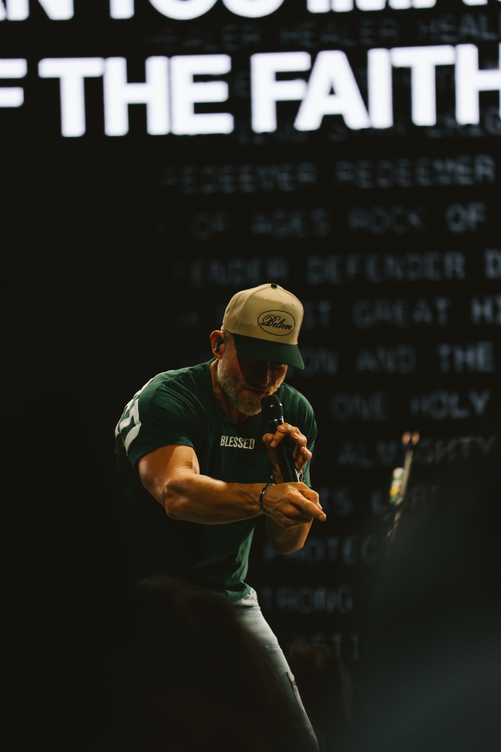 Justin sharing a message about faith and leadership