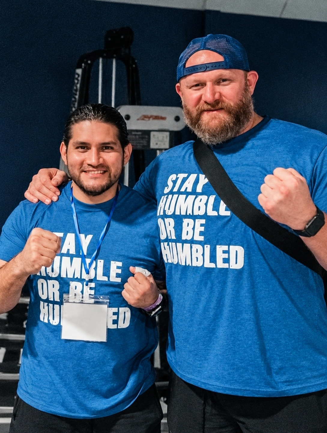 Justin with a fellow athlete at a training event