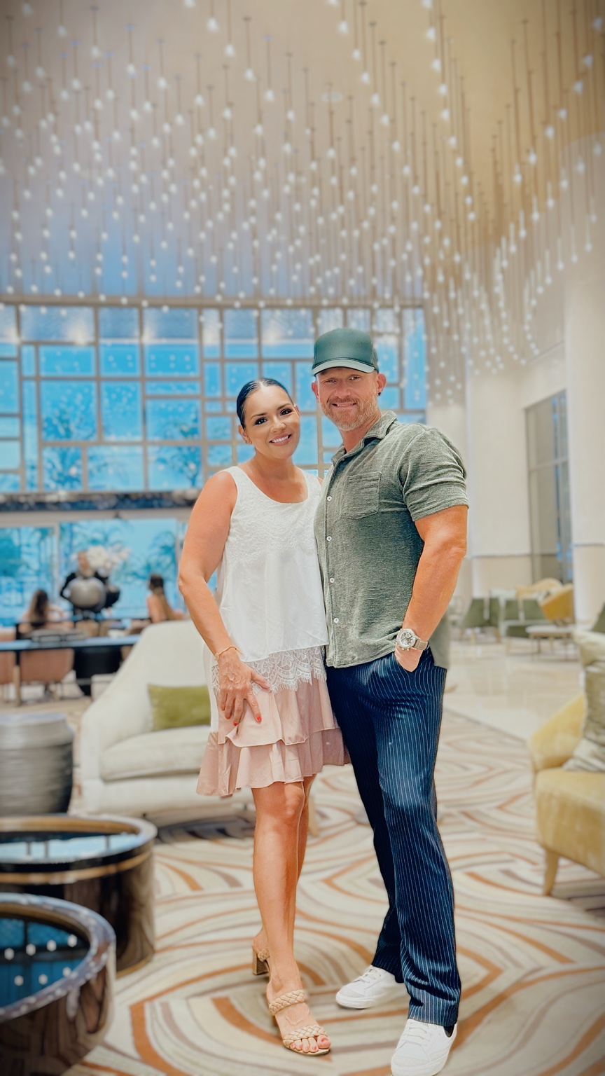 Justin and Melonie dressed for an evening together